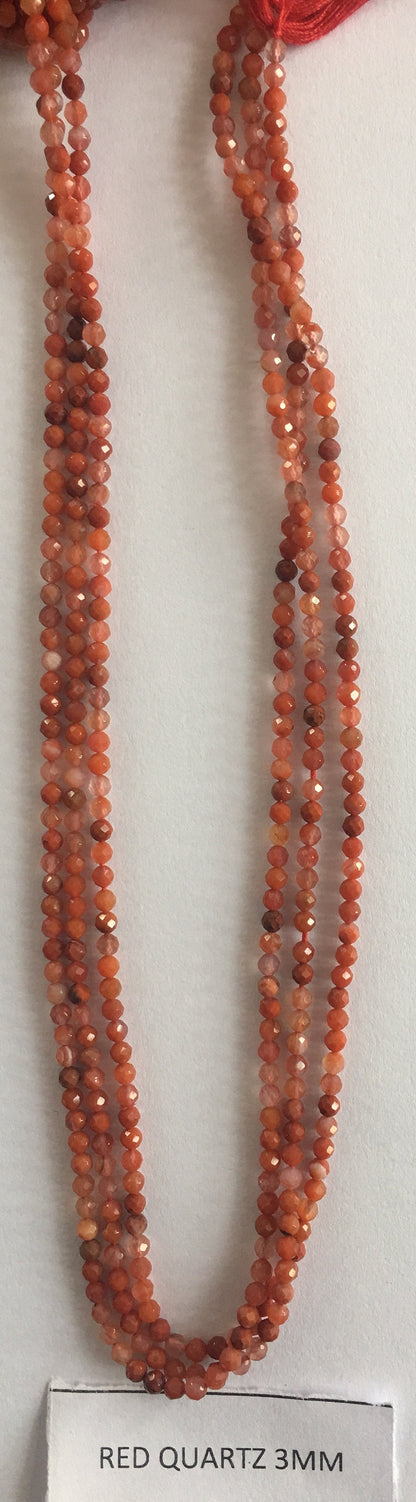 Red Quartz Stone Rondelle Beads 13 Inch Strand ,Red Quartz Faceted Rondelle Beads , 3 mm