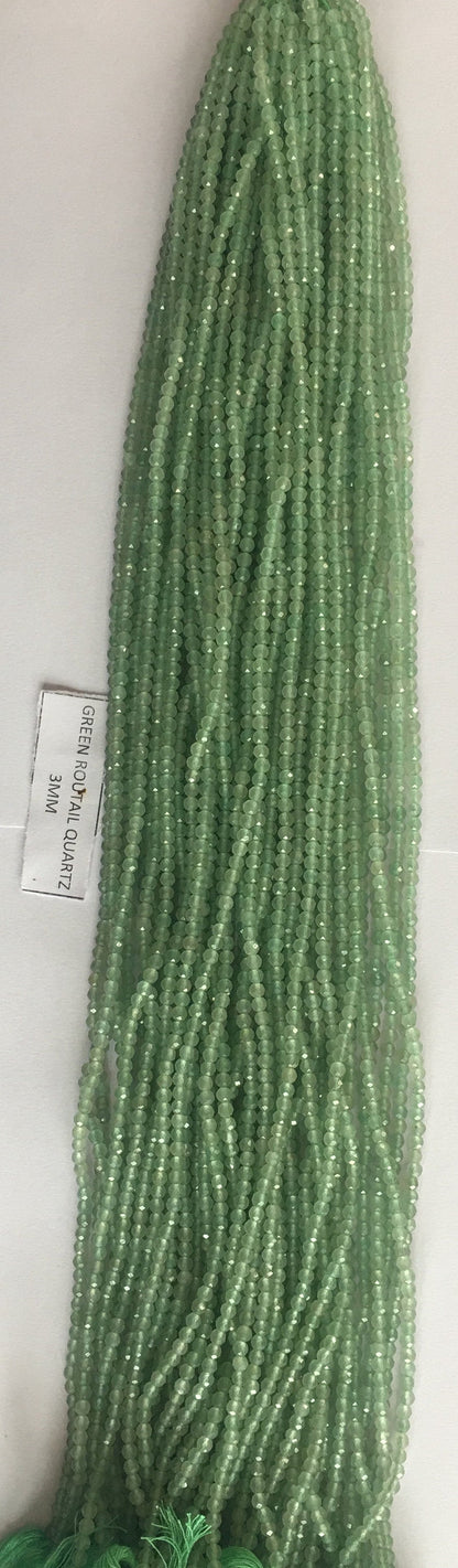 Green Routail Rondelle Beads 13 Inch Strand ,Green Routail Faceted Rondelle Beads , 3 mm