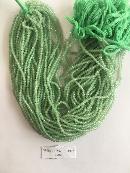 Green Routail Rondelle Beads 13 Inch Strand ,Green Routail Faceted Rondelle Beads , 3 mm
