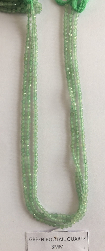 Green Routail Rondelle Beads 13 Inch Strand ,Green Routail Faceted Rondelle Beads , 3 mm