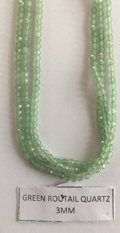 Green Routail Rondelle Beads 13 Inch Strand ,Green Routail Faceted Rondelle Beads , 3 mm