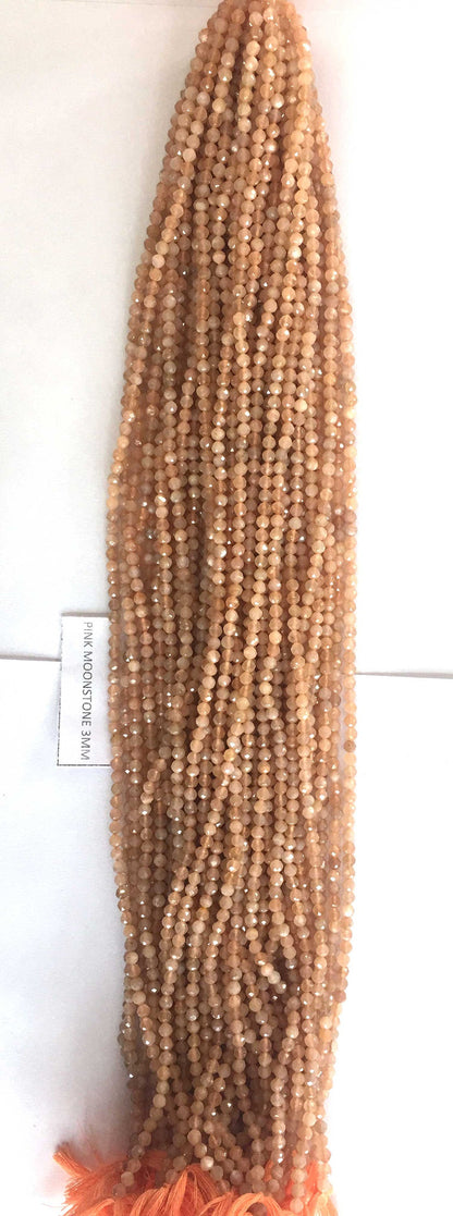 Pink MoonStone  Rondelle Beads 13 Inch Strand ,Pink MoonStone Faceted Rondelle Beads , 3 mm