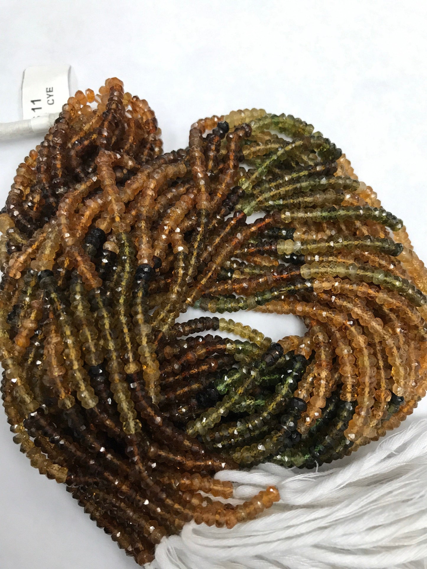 Tourmaline beads faceted rondelle lasercut indian, Brown Tourmaline, Petrol Tourmaline,  Ombre Brown Tourmaline