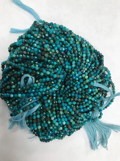 Chrysocolla Beads Faceted Round 3.5 to 4 mm, Chrysocolla Beads, Chrysocolla Sharp Microcut faceted