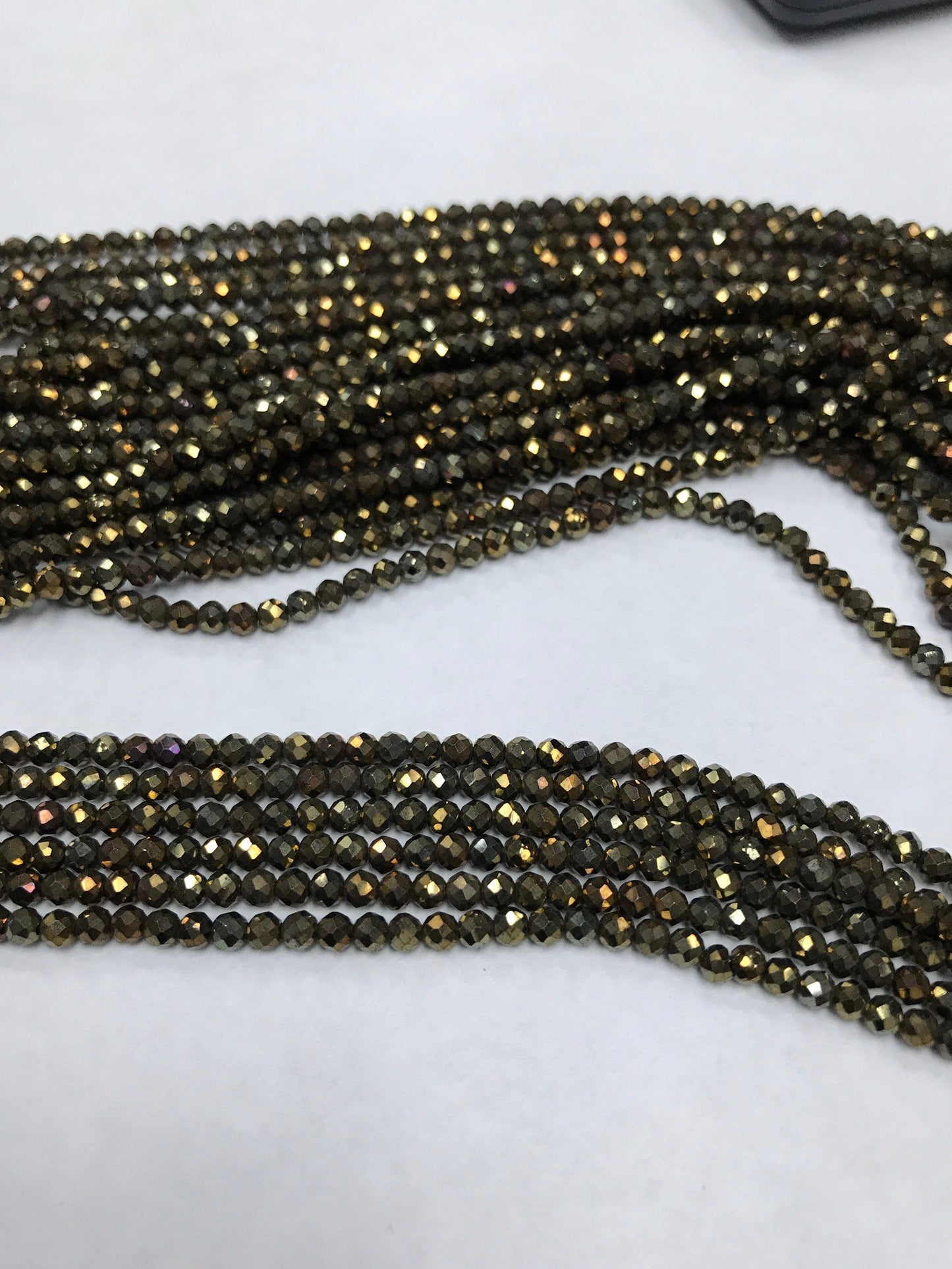 Golden Mystic Black Spinel Beads Faceted Round, 3mm Mystic Black Spinel Round Faceted