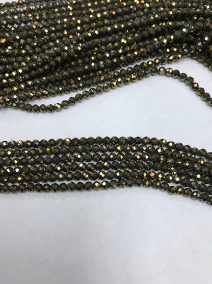 Golden Mystic Black Spinel Beads Faceted Round, 3mm Mystic Black Spinel Round Faceted