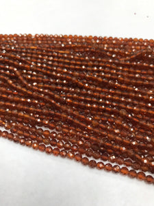 Hessonite Garnet Beads Faceted Round 3mm, Brown Hessonite Garnet Sharp Microcut faceted 3mm