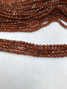 Hessonite Garnet Beads Faceted Round 3mm, Brown Hessonite Garnet Sharp Microcut faceted 3mm