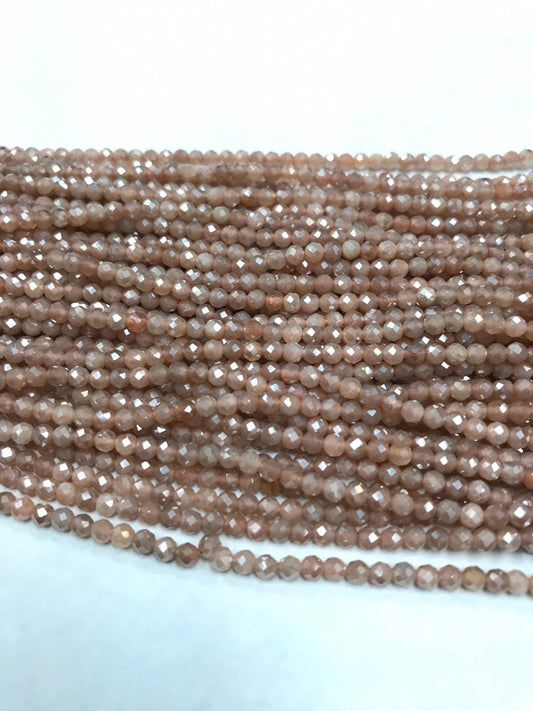 Peach Moonstone Coated Beads Faceted Round, Mystic Moonstone, Mystic Peach Moonstone, 3mm Round Faceted
