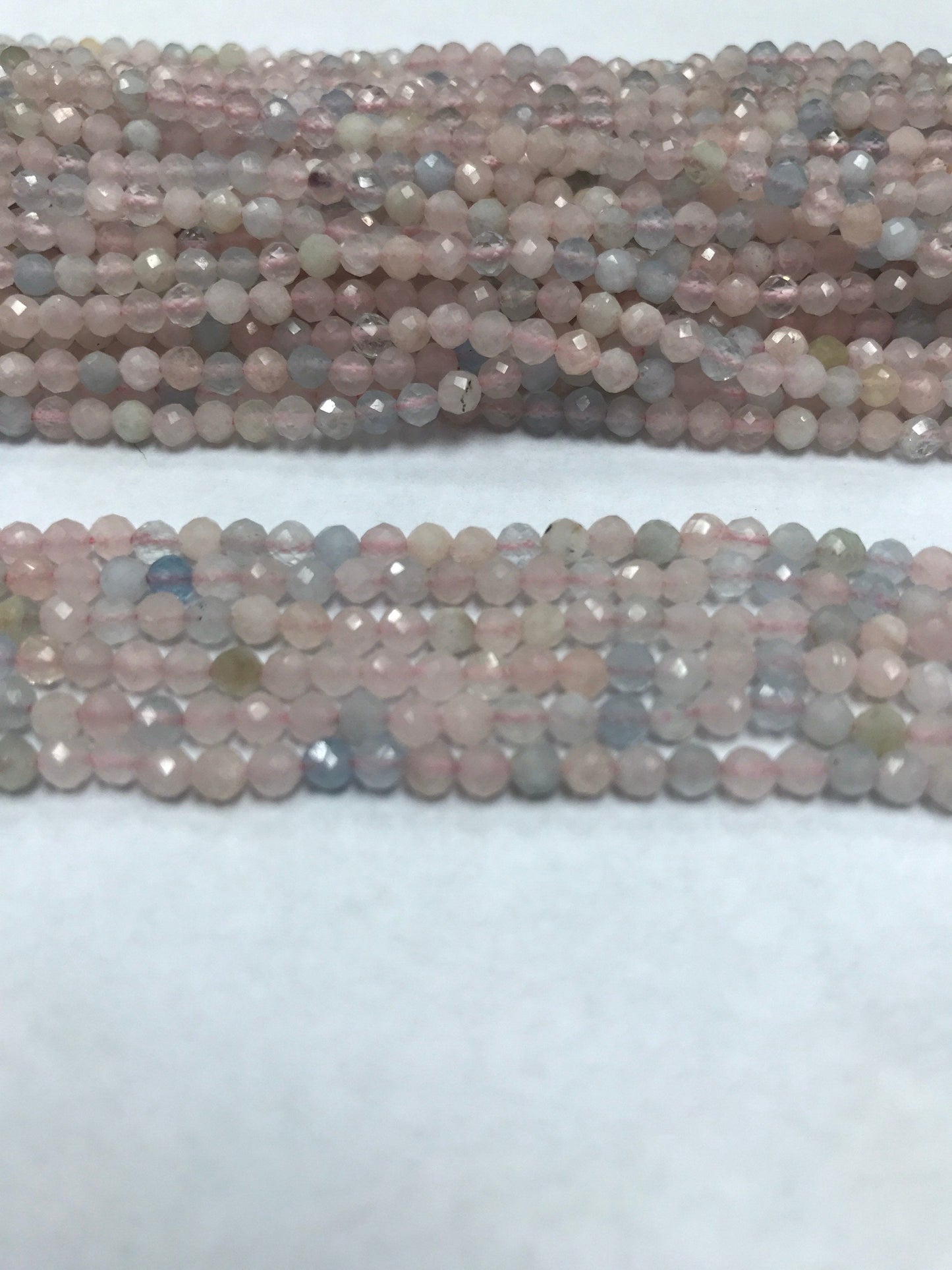 Aqumarine Beads Round Faceted 3mm, Aqumarine Round Faceted, Pink Morgnite Round Faceted, ombre aquamarine beads