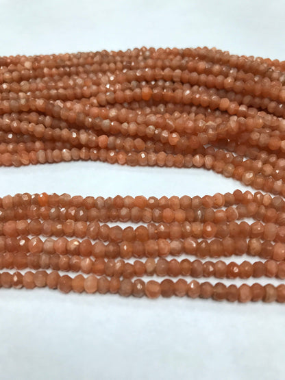Moonstone Beads Faceted Rondelle Peach Colour, Moonstone Beads Faceted Natural, Peach Moonstone Natural
