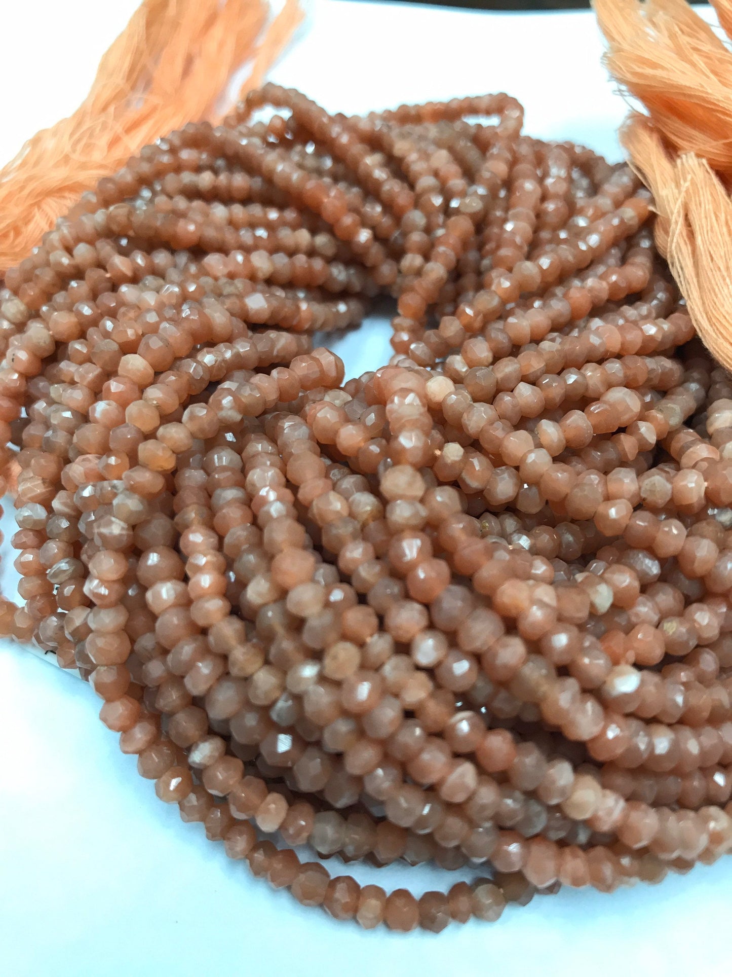 Moonstone Beads Faceted Rondelle Peach Colour, Moonstone Beads Faceted Natural, Peach Moonstone Natural