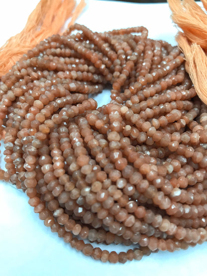 Moonstone Beads Faceted Rondelle Peach Colour, Moonstone Beads Faceted Natural, Peach Moonstone Natural