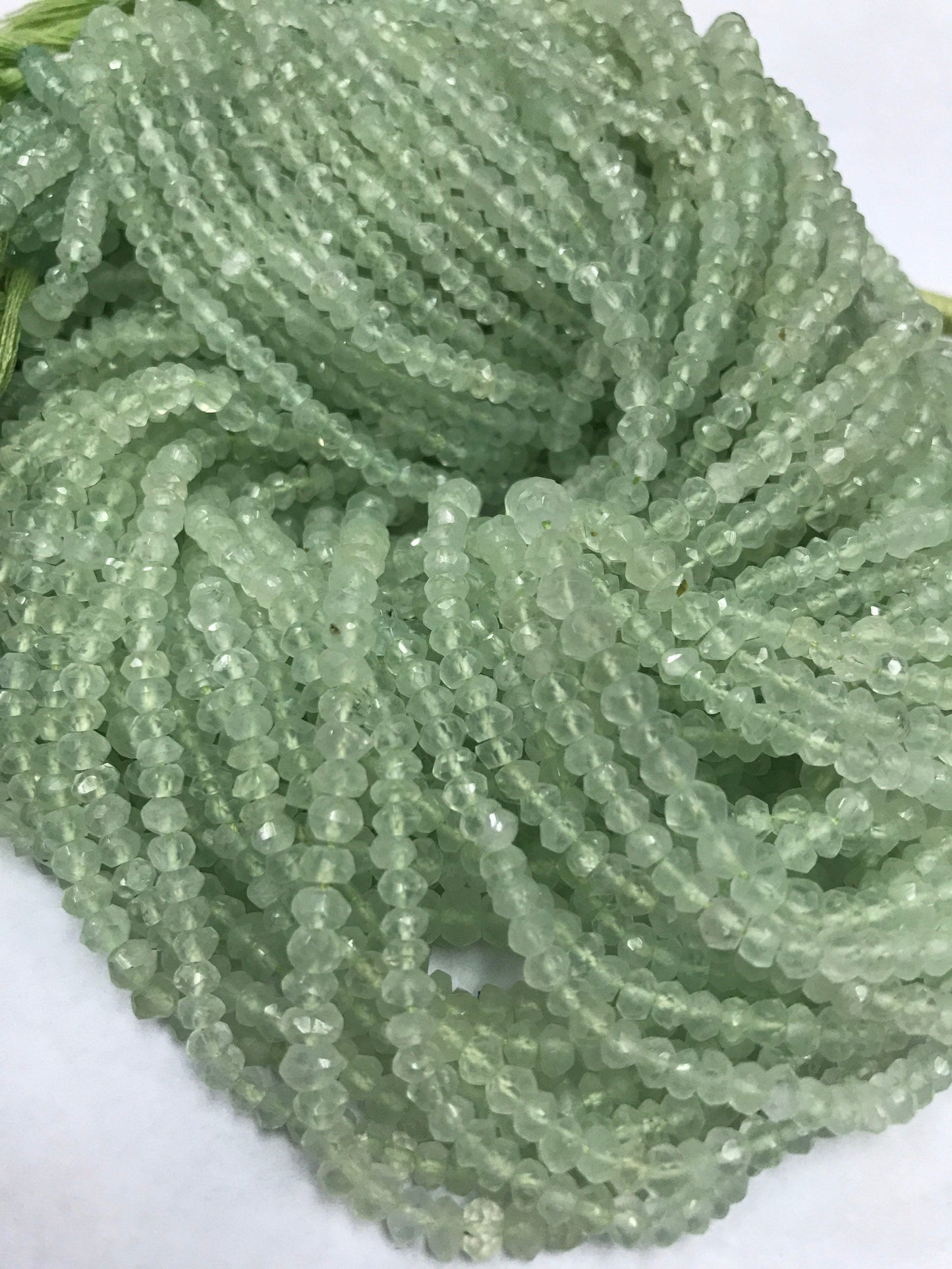 Prehnite beads Lasercut faceted rondelle, Lasercut Faceted Beads, Natural Light Green Prehnite Round Beads Faceted