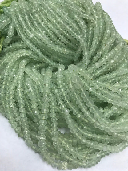 Prehnite beads Lasercut faceted rondelle, Lasercut Faceted Beads, Natural Light Green Prehnite Round Beads Faceted