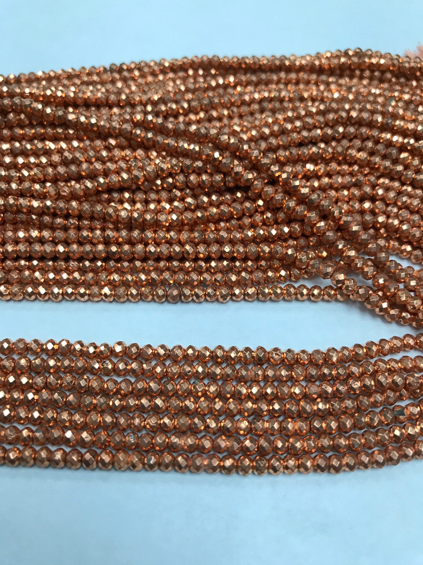Copper Pyrite Coated Beads Sharp Microcut Faceted Roundelle, Electro Plated Pyrite Beads,Sharp Micro cut Faceted 3mm 4mm