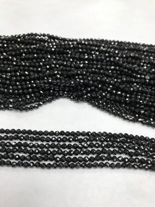 Black Spinel Beads Faceted Round, 3 mm Black Spinel Beads, 3 mm Faceted Round Black Spinel, Sharp Microcut