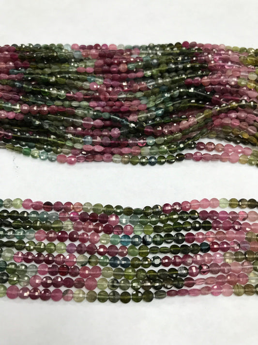 Tourmaline faceted beads coin, beads coin,beads, coin