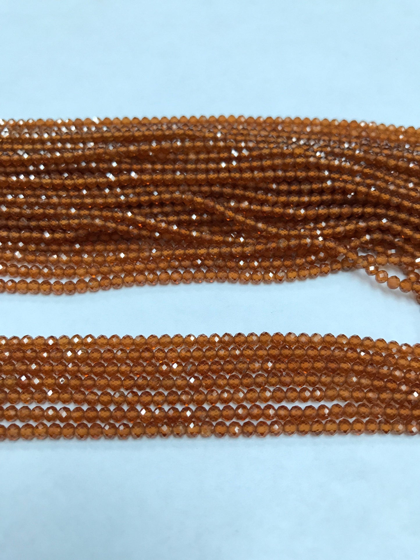 Hessonite Garnet Beads Faceted Round, Brown Hessonite Garnet Sharp Microcut Faceted 3mm