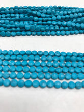 Load image into Gallery viewer, Turquoise beads faceted coin, Howlite Turquoise,
