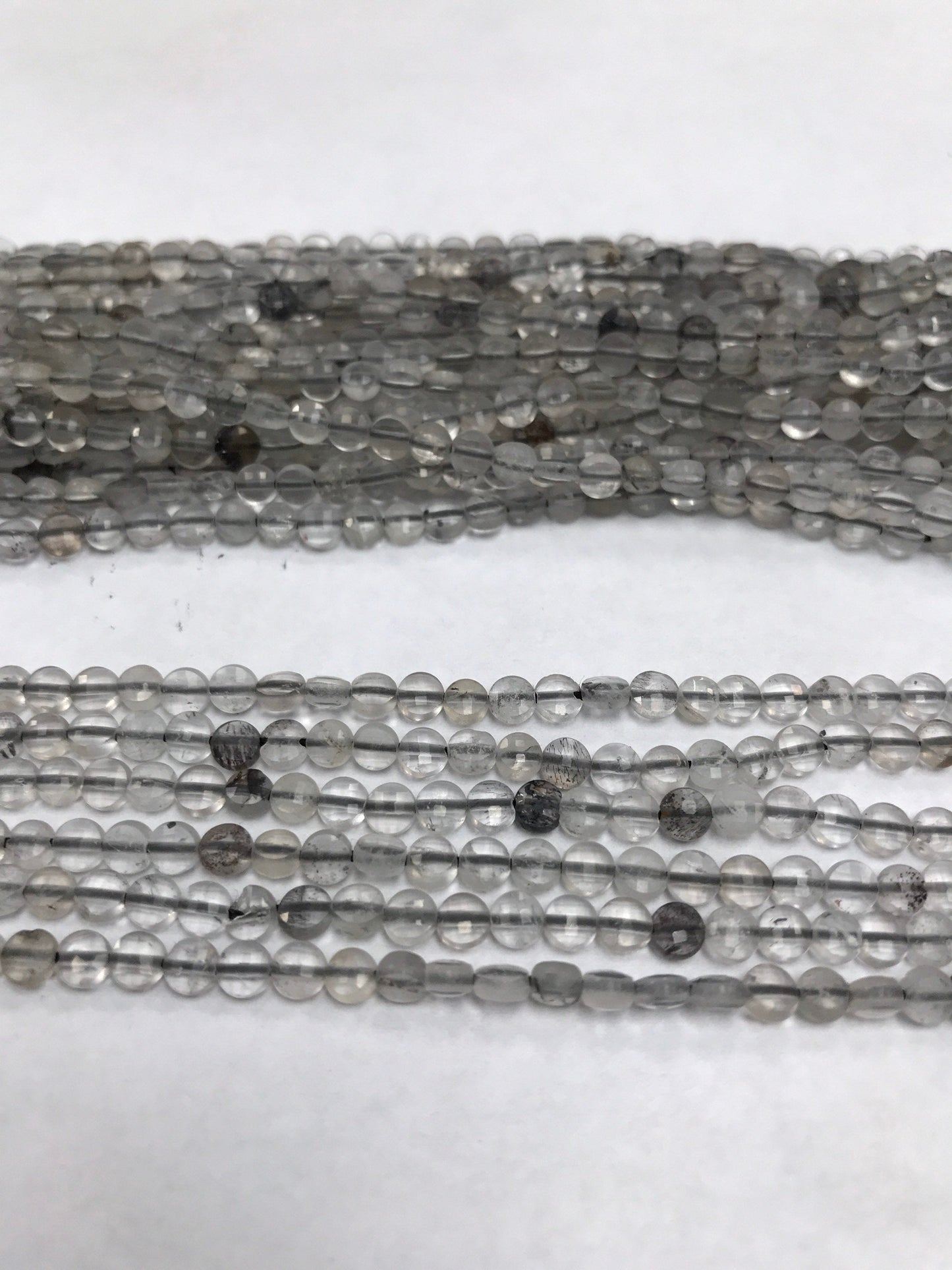 Black Routail Quartz Beads Faceted Coin, Routailated Quartz, Coin Beads