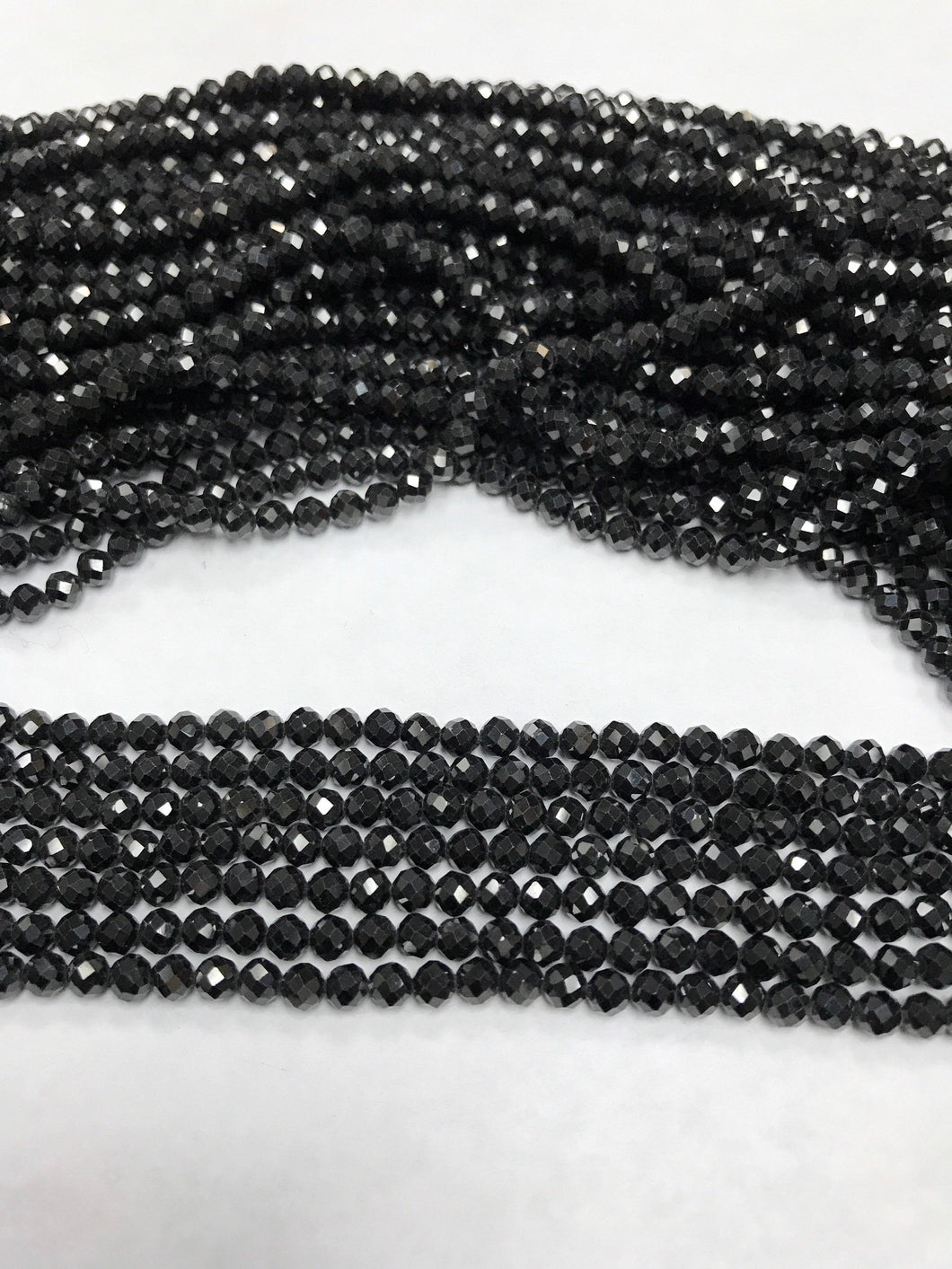 Black Spinel Faceted Round 4mm, Sharp Microcut Faceted, 4mm Faceted Beads