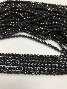 Black Spinel Faceted Round 4mm, Sharp Microcut Faceted, 4mm Faceted Beads