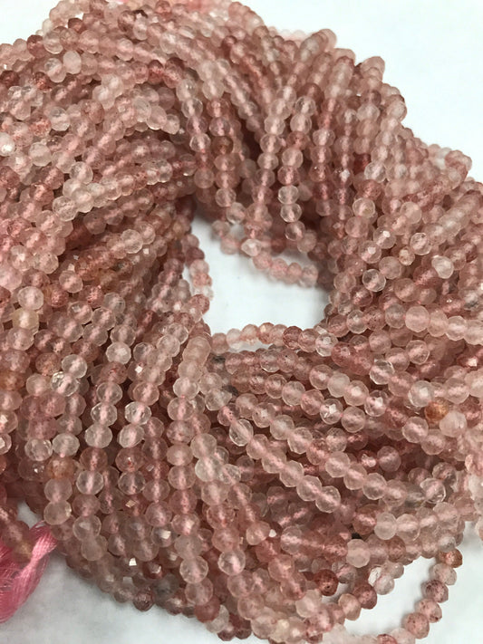 Strawberry quartz facetted round 3 mm, facetted round beads,