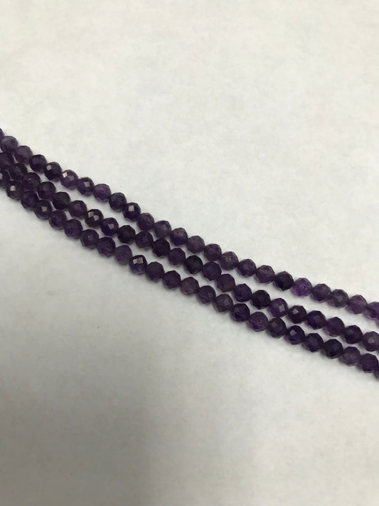 Amethyst Beads Faceted Round, Round Faceted Beads,