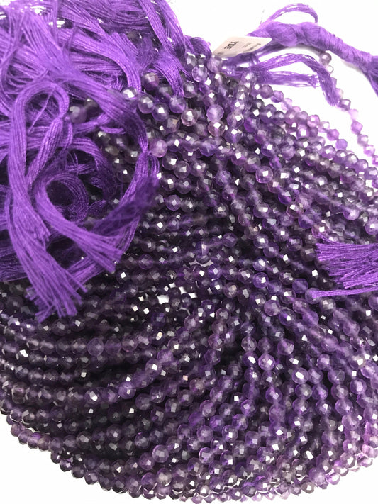 Amethyst Beads Faceted Round, Round Faceted Beads,