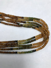 Load image into Gallery viewer, Tourmaline beads faceted rondelle lasercut indian, Brown Tourmaline, Petrol Tourmaline,  Ombre Brown Tourmaline
