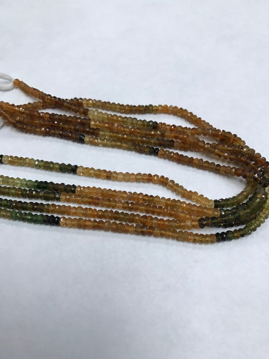 Tourmaline beads faceted rondelle lasercut indian, Brown Tourmaline, Petrol Tourmaline,  Ombre Brown Tourmaline
