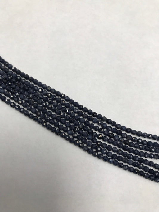 Blue Sapphire Beads Round Faceted, Blue Sapphire Beads,Sharp Microcut Faceted, Round Faceted 3mm