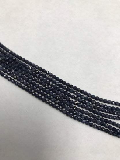 Blue Sapphire Beads Round Faceted, Blue Sapphire Beads,Sharp Microcut Faceted, Round Faceted 3mm