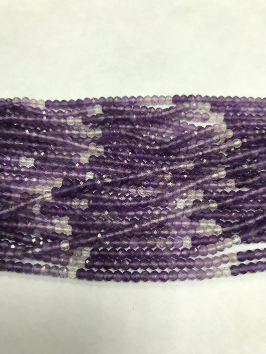 Amethyst Beads Shaded Faceted Round 3mm, Ombre Amethyst Beads, Sharp Microcut Round Faceted 3mm