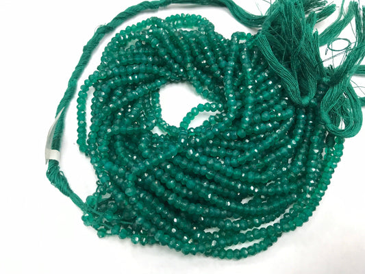 Green Onyx Beads Faceted, Faceted Rondelle