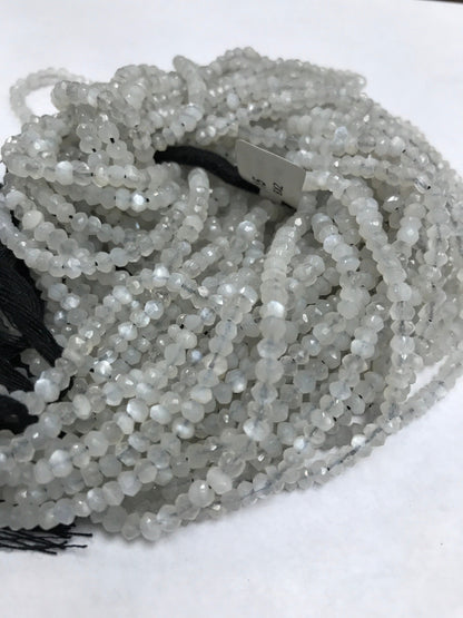 Ceylon Moonstone Faceted Roundelle, Moonstone Natural, Ceylon Moonstone Faceted Roundelle