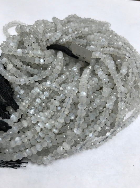 Ceylon Moonstone Faceted Roundelle, Moonstone Natural, Ceylon Moonstone Faceted Roundelle