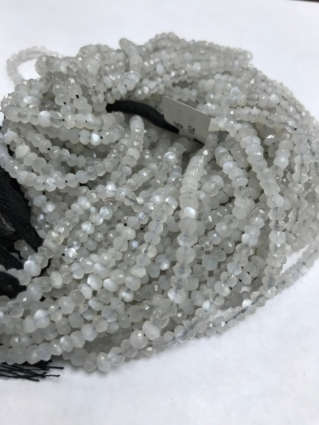 Ceylon Moonstone Faceted Roundelle, Moonstone Natural, Ceylon Moonstone Faceted Roundelle