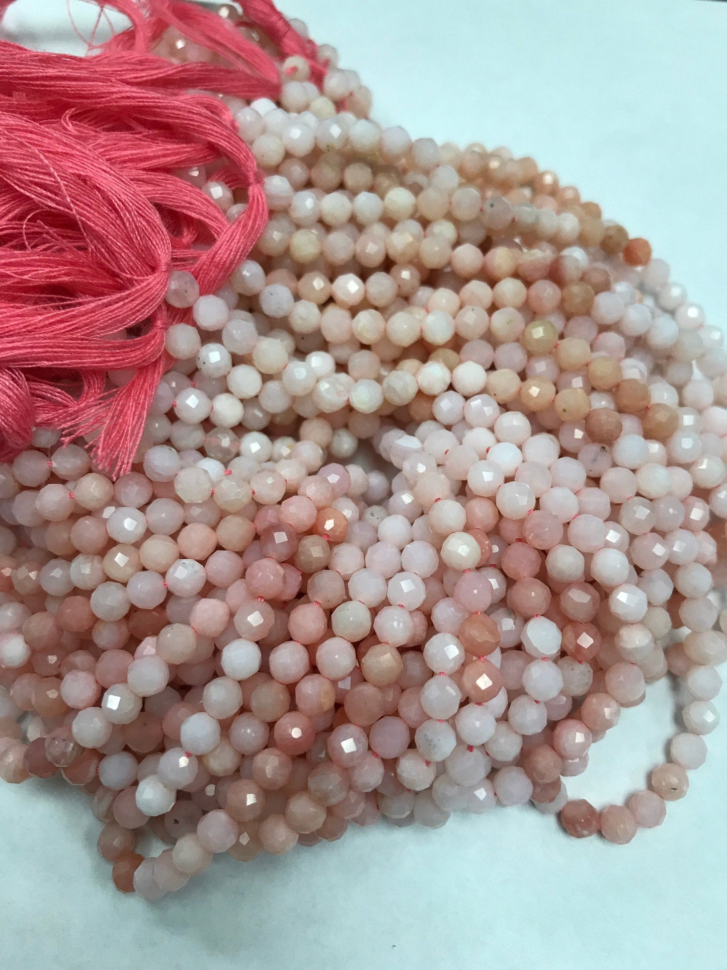 Pink Opal Beads Faceted Round, Natural Pink Opal Sharp Microcut, Round Faceted 4mm