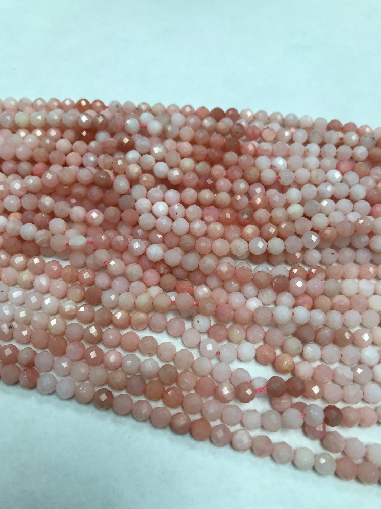Pink Opal Beads Faceted Round, Natural Pink Opal Sharp Microcut, Round Faceted 4mm