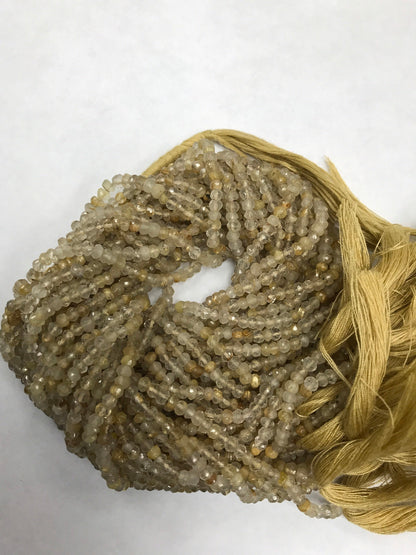 Golden Routail Beads Faceted Rondelle, Routailted Quartz Beads,