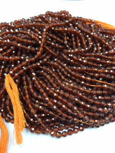 Hessonite Garnet Beads Faceted Round 3mm, Brown Hessonite Garnet Sharp Microcut faceted 3mm