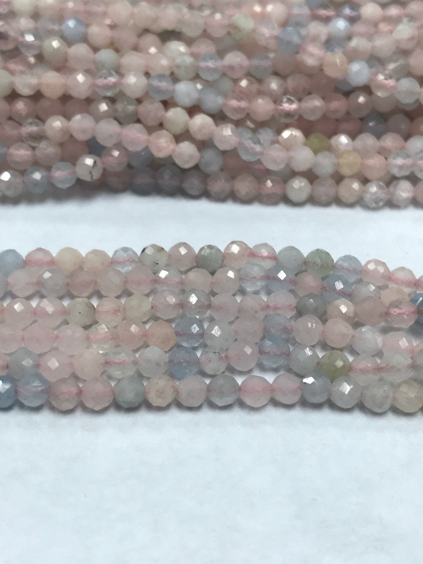 Aqumarine Beads Round Faceted 3mm, Aqumarine Round Faceted, Pink Morgnite Round Faceted, ombre aquamarine beads
