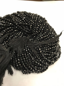 Black Spinel Beads Faceted Round, 3 mm Black Spinel Beads, 3 mm Faceted Round Black Spinel, Sharp Microcut