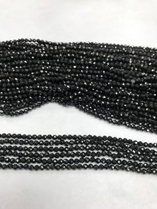 Black Spinel Beads Faceted Round, 3 mm Black Spinel Beads, 3 mm Faceted Round Black Spinel, Sharp Microcut