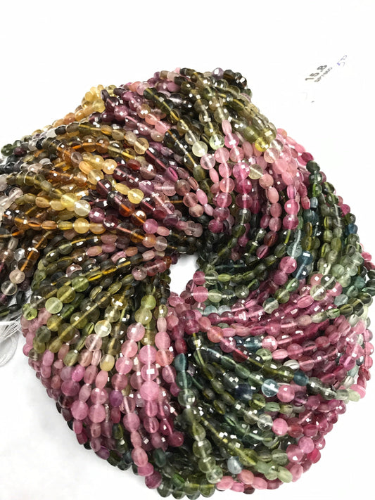 Tourmaline faceted beads coin, beads coin,beads, coin