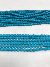 Load image into Gallery viewer, Turquoise beads faceted coin, Howlite Turquoise,
