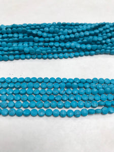 Turquoise beads faceted coin, Howlite Turquoise,