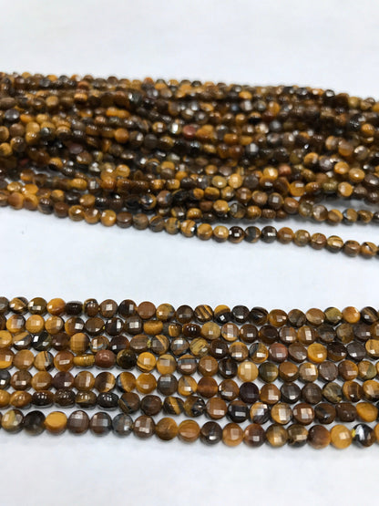 Tiger eye faceted beads coin, beads coin,beads, coin